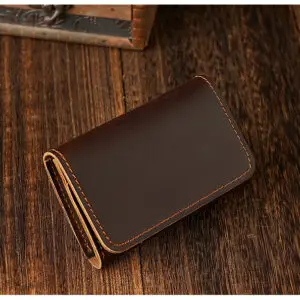 Leather business Card Holder - Dark Brown